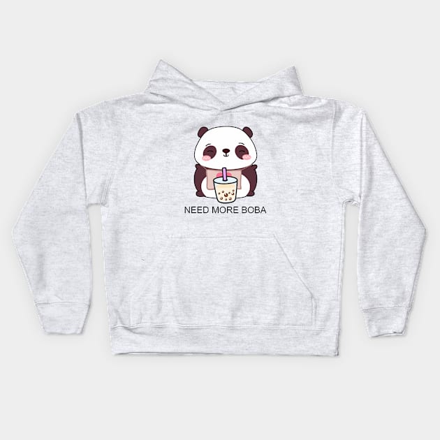 Cute Little Panda Needs More Boba! Kids Hoodie by SirBobalot